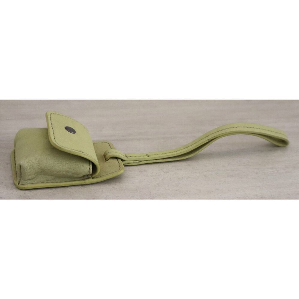 Free People Street Sounds Green Leather Case For Airpods  + Earbuds